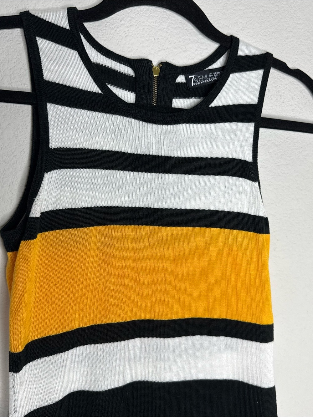New York & Company Striped Midi Dress - Yellow, Black & White